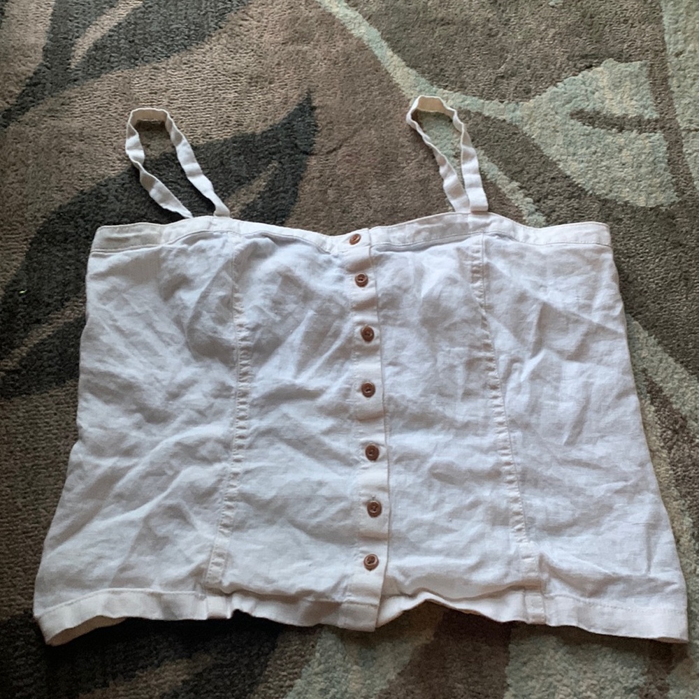 Everlane white linen tank